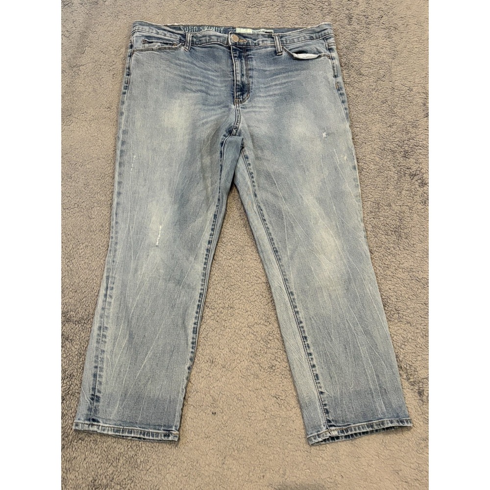 DKNY Soho Skinny Jeans Womens 14 Blue Denim Medium Wash Mid Rise Zip Fly Casual